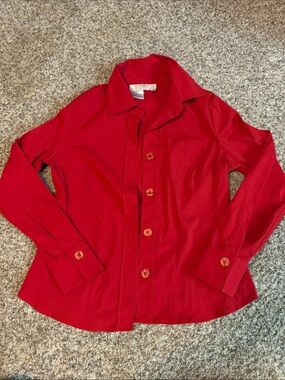 Cato Red Button-Down Shirt - Classic Women's Collared Top